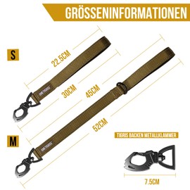 OneTigris Bolt Short Dog Lead 52 cm, Short Dog Lead with Tiger Tooth Metal Clip and Soft Padding, Reflective Nylon Dog Lead Suitable for Medium Large Dogs, Brown