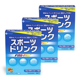 Fine Sports Drink, Grapefruit Flavor, Powder Type, For 16.9 fl oz (500 ml) Plastic Bottles, Set of 3 x 10 Bags