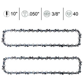 Opuladuo 2PC 10 Inch Chainsaw Chains, Replacement Chain for WORX WG309,10'' Chain for Sun Joe SWJ803E SWJ807E - 3/8'' .050'' 40 Drive Links