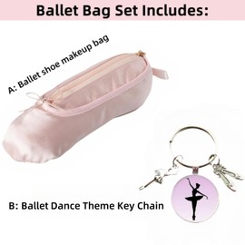 CXYANG Pink Ballet Dance Recital Gifts for Girls, Ballet Slipper Pouch Ballerina Stuff Dancer Makeup Bag for Women (Key Chain C)
