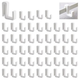 UFURMATE Shelf Basket Rack Hooks, 50Pcs Plastic Shower Basket Hooks Shower Caddy Shelf Basket Rack Hooks for Hanging Sponge Washcloth Luffa (White)