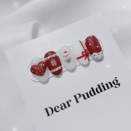 [Handmade Nail Tips] Snowing Christmas Nails - Coffin Egg / [수제네일팁] 스노잉크리스마스 네일 - 코핀에그