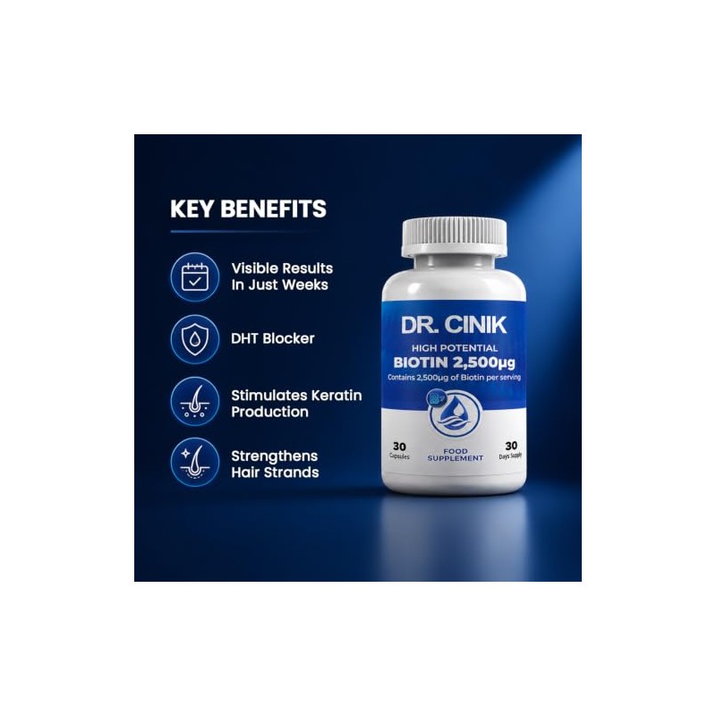 DR. Cinik High Potential Biotin 2,500mcg Tablets, Vitamin B7 Food