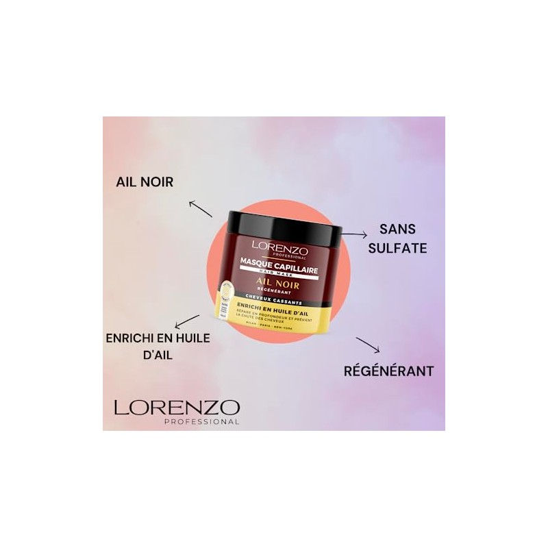 Hair Mask with Black Garlic (Brittle Hair) 500 ml Lorenzo