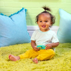 Bright Starts Safari Driver Take Along Toy with Music and Lights, Monkey, On The Go Travel Activity, Unisex, Blue, 3 Months+