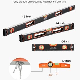 Magnetic Torpedo Level, 78/48/32/24/16/10 in Mechanical Level Set, Bubble Vials Ruler for 45/90/180 Degree, Aluminum Alloy Leveler Tool w/ Viewing Window, Shock-Resistant for Plumbing, Wood - kind: No Magnetic - Set 4 of 48/24/16/10