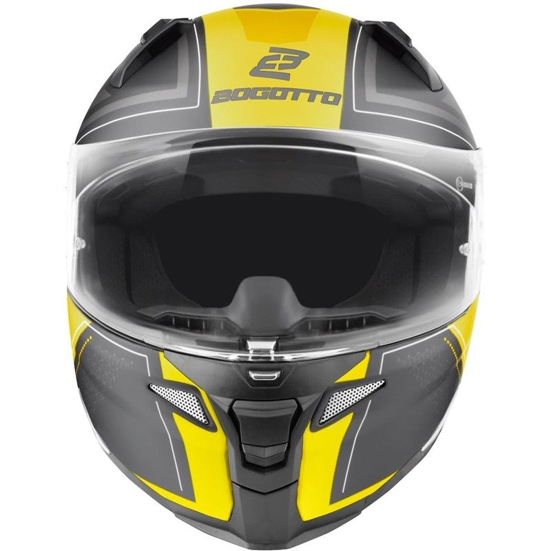 Bogotto FF110 Cinder Helmet (Black Matt/Yellow, L)