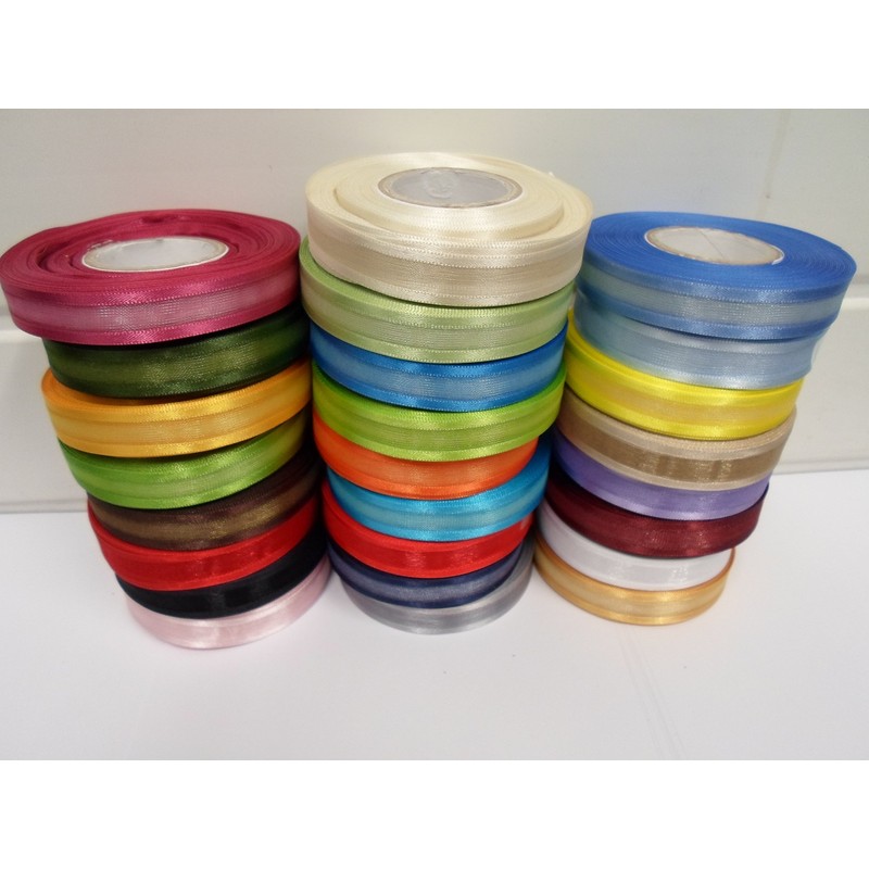 2 metres x 15mm Edged Organza Ribbon White Double Sided