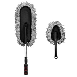 Rdxcv 2 PCS Microfiber Car Dusters, Scratch Free Auto Interior Cleaning Brush with Extendable Handle, Multipurpose Soft Exterior Dust Cleaner for Truck SUV Sedan, Car Accessories (Gray)