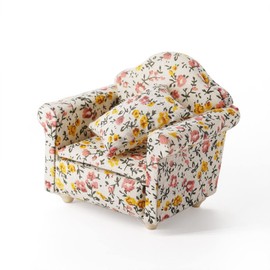 Odoria 1/12 Scale Miniature Chair Armchair Dollhouse Furniture Accessories, Floral Pattern