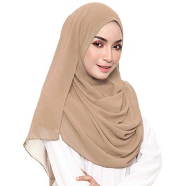 LMVERNA Lightweight Chiffon Scarf Solid Color Thick Chiffon Hijab Long Shawl Wrap Scarves (Nude)