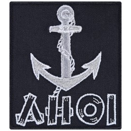 AHOI Anchor Sail Sew-On Navy Iron-On Patch Yacht Iron-On Transfers Sticker Captain Gift Applique for Sewing/Iron-On for Polo/Sail - 70 x 80 mm
