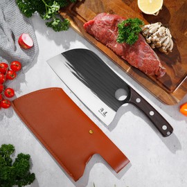 SHANGDAO Meat Cleaver Knife 7.8", Butcher Knife for Meat Cutting, High-carbon steel Chopper Knife, Vegetable Cleavers, Forged Blade & Wood Handle, Camping Thanksgiving Christmas Gifts