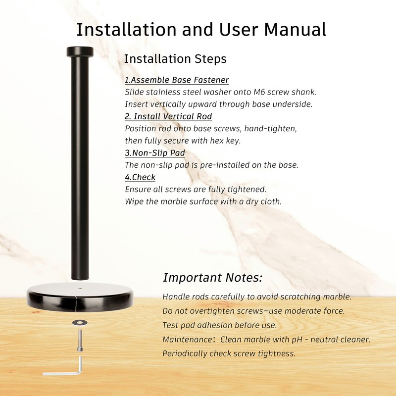 Paper Towel Holder Countertop, Heavy Weighted Black Marble Paper Towels