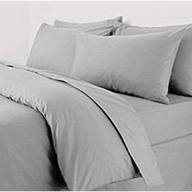 Extra Large Grey Percale Pillowcase Pair "22 x 31"