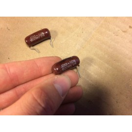 ElMenco 2 NOS Vintage EM Brown Drop .033 uf 600v Capacitors EM Tone Caps TESTED qty ava