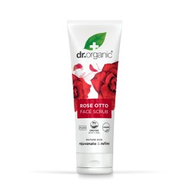 Dr Organic Rose Otto Face Scrub, Exfoliating, Mature Skin, Mens, Womens, Natural, Vegetarian, Cruelty-Free, Paraben & SLS-Free, Organic, 125ml