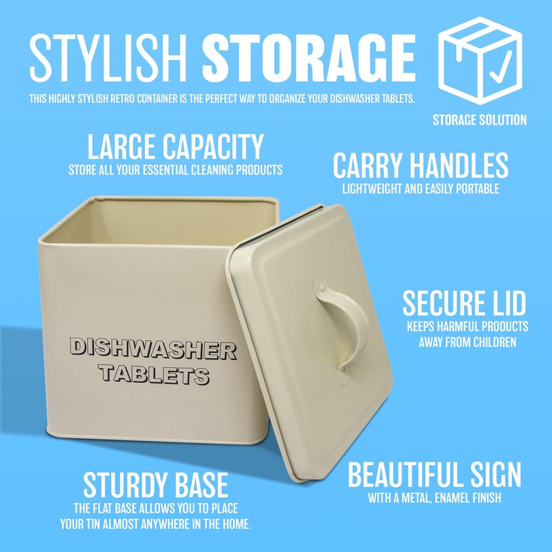 Enamel Cream Storage Tin - Home Sweet, Kitchen Food Storage