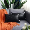 BRAWARM Faux Leather Pillow Covers 12 X 20 Inches, Black