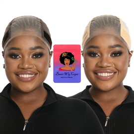 Lace Wig Grip Cap for Women 4x5 Transparent Lace Wig Caps Non Slip Wig Gripper for Keeping Wigs In Place Adjustable Wig Cap with Grip Headband Make Your Wigs Glue Free (Brown and Nude, Large)