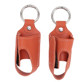 2pcs Inhaler Carrying Holder Clasp Closure Safety Carabiner Clip Portable PU Leather Inhaler Protective Holder Orange
