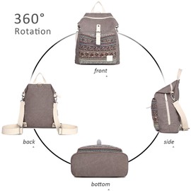 EVEOUT Vintage Unisex Casual Canvas College Shoulder Backpack Women and Men Laptop Backpack for Work School Travel Hiking Camping Daypacks, D Light Grey, Vintage, casual