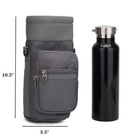 Water Bottle Pouch Multi-Purpose Hydration Waist Carrier Bag with Detachable Handle Strap &Shoulder Strap (Gray)