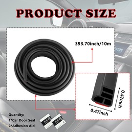 Upgrade Thickness Automotive Weather Stripping for Protecting & Car Noise Reduction,32.8Ft Strong Adhesive Rubber Seal Strip,Universal Car Door Seal Fit Hood,Front Door,Trunk