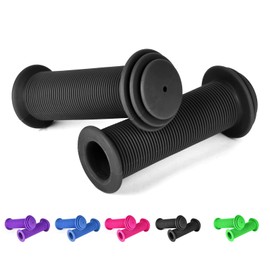 URAQT Bike Handlebar Grips, Solid Color Children's Bike Handlebars, Soft Non-Slip Bicycle Handle Grip, Rubber Handle Cover Universal Kids Bike Grips for Boys and Girls Kids Bikes(Black)