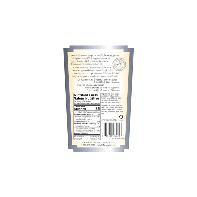 Amoretti - Premium Yuzu Syrup, 94 Servings Per Bottle (750