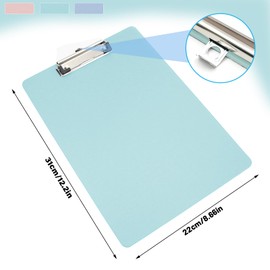 Clipboard A4, Pack of 3 Cardboard Clipboard with Film, Clipboard with Modern Clip for Storing Paper, Coloured Clipboard Clipboard for Notes, Forms (Blue + Pink + Green, A4)