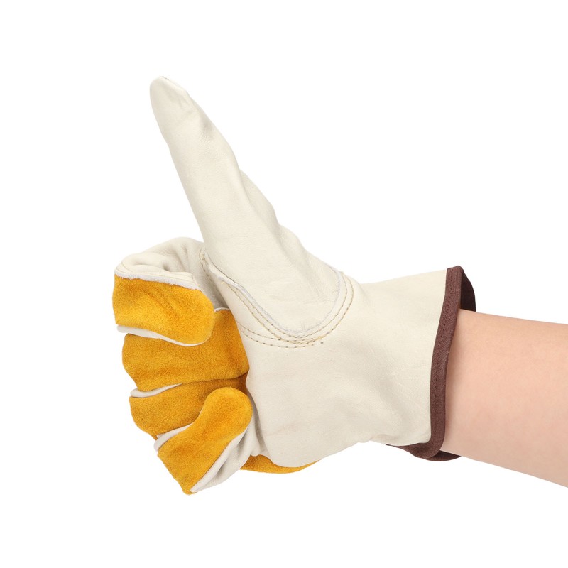 Garden Cowhide Gloves Puncture Proof Wearproof Full Finger Leather Gloves