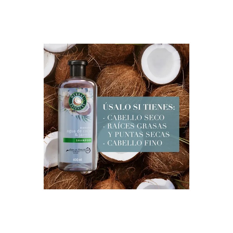 Shampoo Herbal Essences Hidrata Agua de Coco Jazmín 400 ml