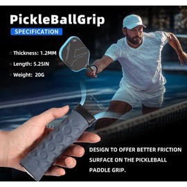 Fjalljós Pickleball Paddle Grip 2 Pack - 5.25" Enhanced Grips for Pickle Ball Grips with Vibration Reduction & Finger Support (White)