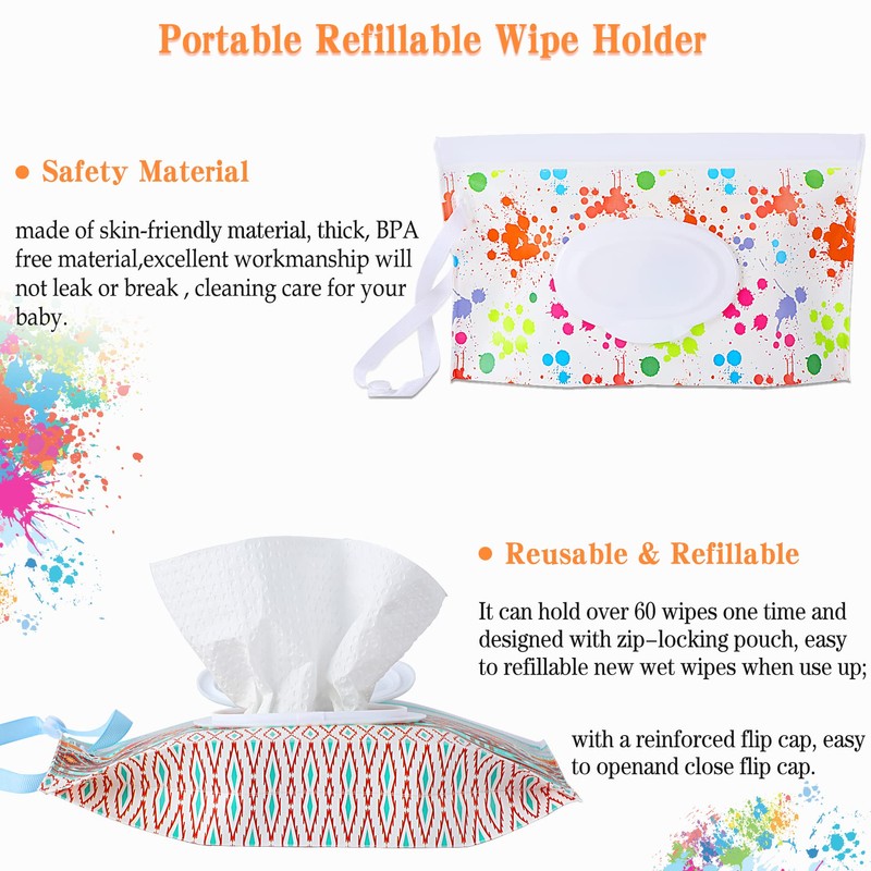 FEBSNOW 4 Pack Baby Refillable Baby Wet Wipe Dispenser, Reusable