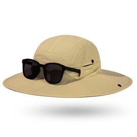 TOP-EX Summer Sun Hats for Men Women Wide Brim UPF50+ Waterproof Golf Breathable Boonie Bucket Hat Hiking Fishing Packable Ponytail Big Head Beige Medium Large M L