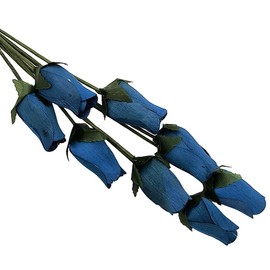 Navy Blue Bunch of 8 Closed Bud Wooden Roses for Crafts Custom Bouquets and Other DIY Projects. Choose Form Over 60 Colors.