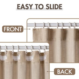 MIULEE Taupe Linen Curtains 90 Inch Length 2 Panels for Bedroom Living Room, Back Tab & Hook Belt Pleated Soft Thick Linen Textured Window Drapes Semi Sheer Light Filtering Farmhouse Burlap Look Decor