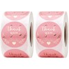 2 Rolls 1000 PCS 1.5 inch Pink and Gold Thank