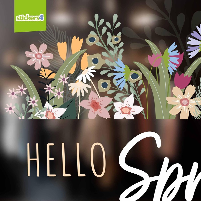 Large Hello Spring Window Stickers for Glass - Spring Window