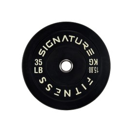 Signature Fitness 2" Olympic Bumper Plate Weight Plates with Steel Hub, 35LB Single, Black