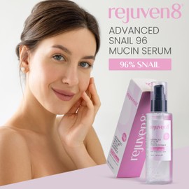 Rejuven8 Advanced Snail 96 Mucin Serum 100ml – Hydrating Snail Mucin Moisturiser for Face – Anti-Aging Snail Serum with Hyaluronic Acid – Lightweight Snail Mucin Skincare for All Skin Types