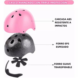 Juego De Casco De Bicicleta para Niños, Rodilleras, Coderas, Muñequeras, Protecciones Patines para Bicicleta Niño, Juego De Equipo Protector Ajustable ,para Monopatín, Ciclismo, Mini Bike Riding, etc