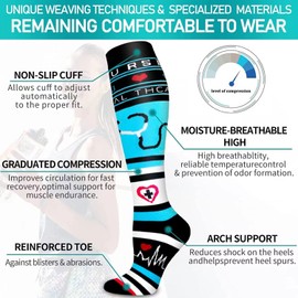 Tlynsnil 7 Pairs of Compression Socks for Men and Women, 15-20 mmHg is Best Flight, Sports, Travel, Running, Colourful Compression Socks, Support Stockings for Nurse, Pregnancy, Maternity, assorted