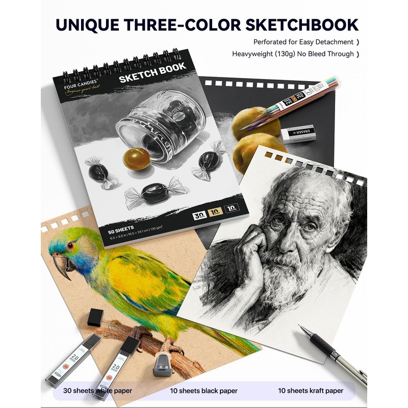 Four Candies 73PCS Advanced Drawing Kit with Professional Art Supplies