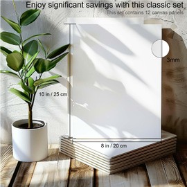 AETEXA Canvases for Painting 8x10 Inches, Canvas Bulk Pack of 12, 8 oz Primed Canvas Panel, Blank Canvas for Painting, Canvas Boards for Painting Acrylic and Oil, Art Supplies for Adults and Teens.