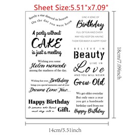 DIYology Birthday Verses Clear Stamps for Card Making Happy Birthday Sentiment Rubber Stamps Seal Birthday Greeting Phrase Silicone Stamps for Scrapbooking Photo and Other Paper Crafts Decoration