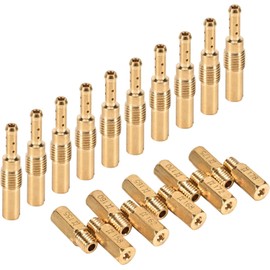 Trkimal Carburettor Repair Accessory Kits, 10 Pieces Carburettor Main Nozzles and 10 Pieces Slow Pilot Jets Compatible with PWK Keihin FCR OKO KOSO PE, Brass Jet Kits (20PCS-D)