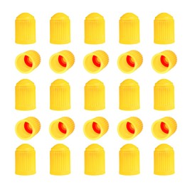 JUSTTOP 25 PCS Tire Valve Stem Caps, Anti-Leak Wheel Rim Air Valve Stem Caps with O Rubber Ring Seal, Dustproof Tire Valve Stem Covers, Wheel Tire Cap Replacement for Car Bike Motorbike (Yellow)
