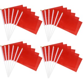 Small Red Flag, Pack of 24 Mini Hand Hold Flag, 14 x 21 cm Flags with Pole and Spear Tip for Sports Events, Celebrations and Parties (Pink)